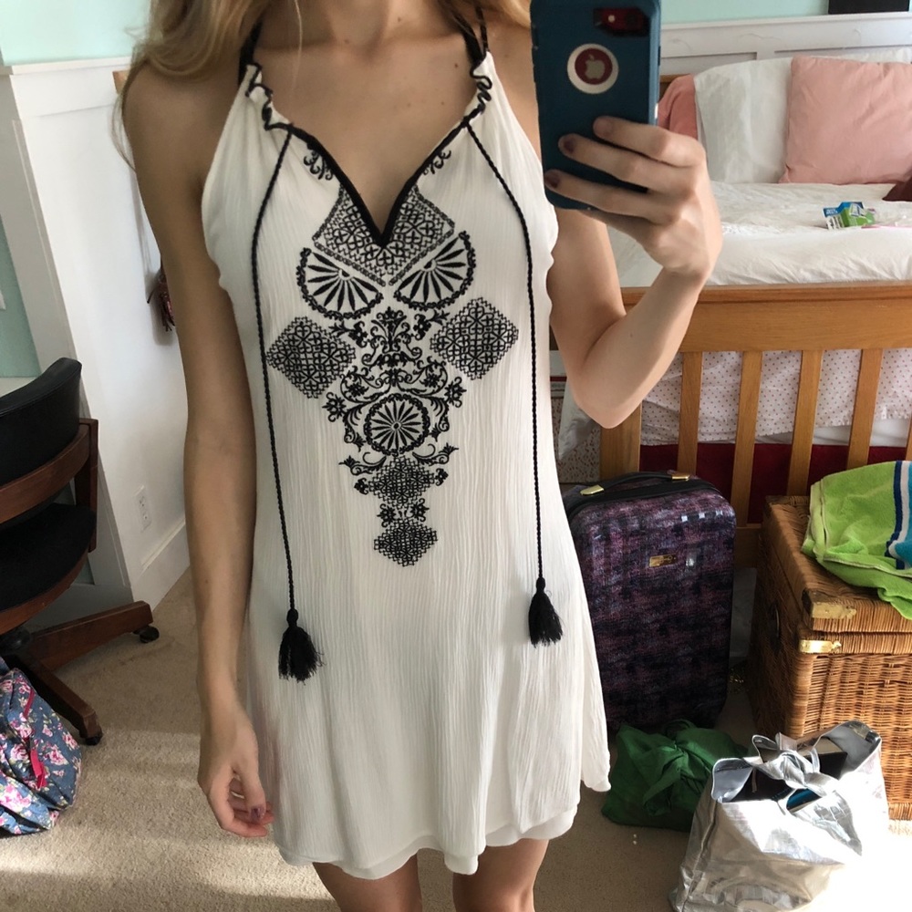 White embroidered Halter Dress